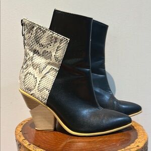 Black and Gray Heeled Boots Size 42 Women Worn Once